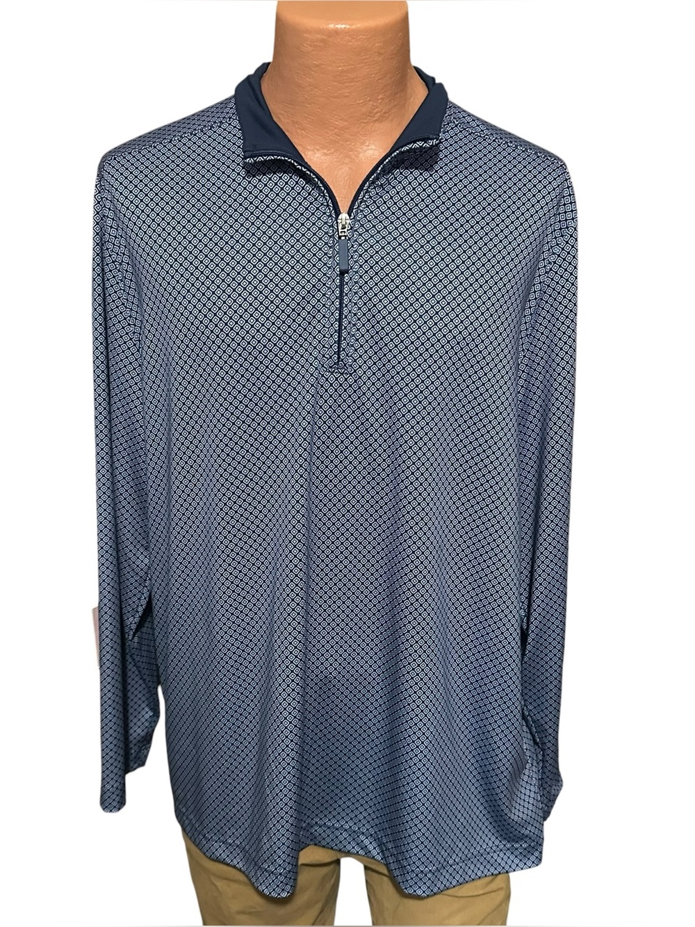 Johnston & Murphy Men's Gavin 1/4 Zip Jacquard Polo Sz XL